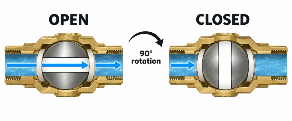 ball valve open closed